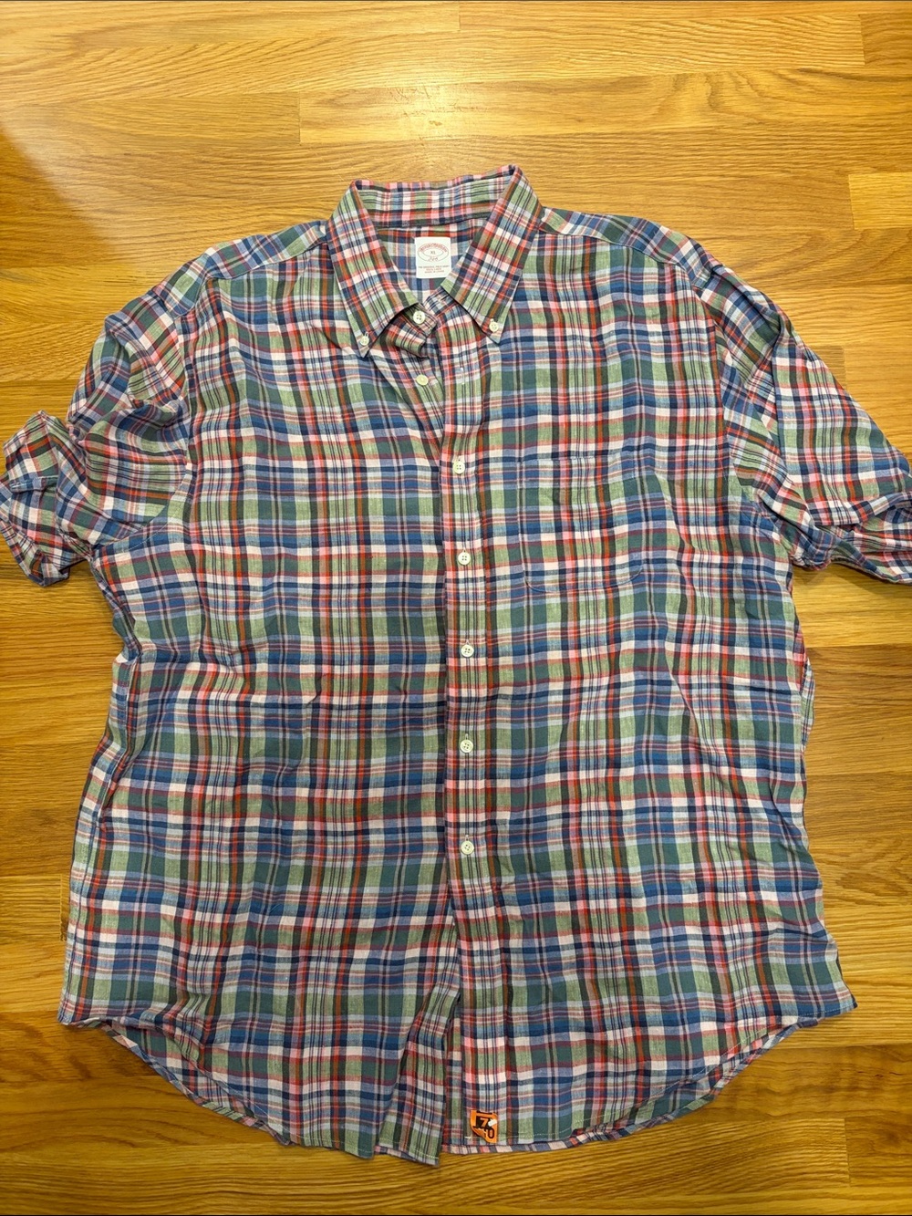 Brooks Brothers Men's Plaid Button-Down Summer Shirt - Blue, Green, Red